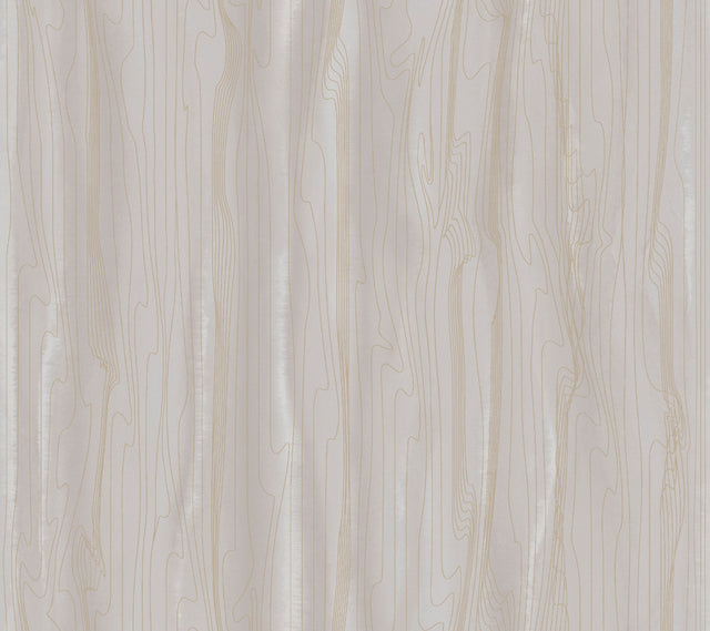 Fantasy Faux Bois Taupe & Gold Wallpaper with Metallic Woodgrain Motif - York DT5032
