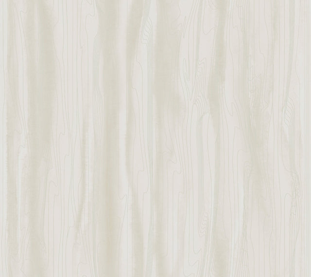 Fantasy Faux Bois White & Pearl Wallpaper with Metallic Woodgrain Motif - York DT5033