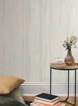 Fantasy Faux Bois White & Pearl Wallpaper with Metallic Woodgrain Motif - York DT5033