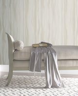 Fantasy Faux Bois White & Pearl Wallpaper with Metallic Woodgrain Motif - York DT5033