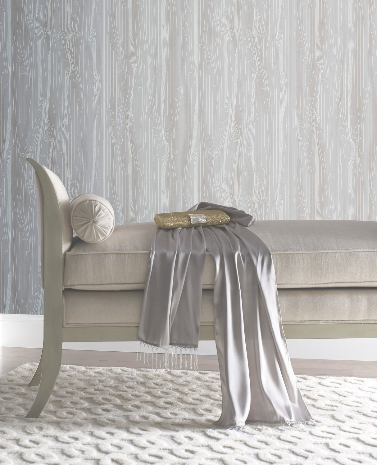 Fantasy Faux Bois Grey & White Wallpaper with Contemporary Woodgrain Motif - York DT5034