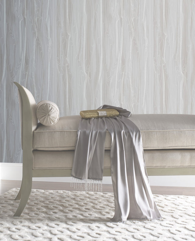 Fantasy Faux Bois Grey & White Wallpaper with Contemporary Woodgrain Motif - York DT5034
