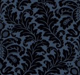 Modern Romance Navy Wallpaper with Botanical Acanthus Scroll Motif - York DT5042