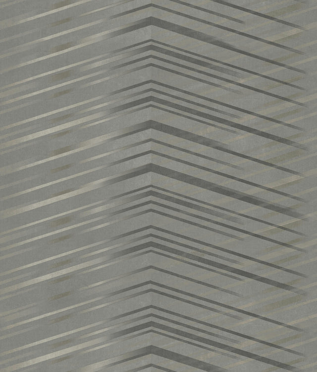 Glistening Chevron Charcoal Wallpaper with Metallic Geometric Chevron - York DT5052