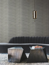 Glistening Chevron Charcoal Wallpaper with Metallic Geometric Chevron - York DT5052
