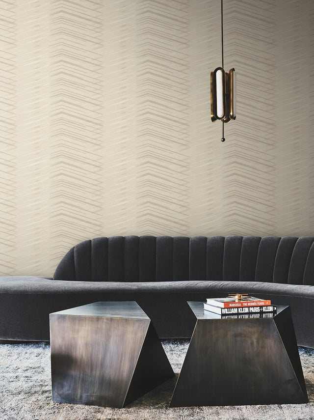 Glistening Chevron Blonde Wallpaper with Metallic Geometric Chevron - York DT5054