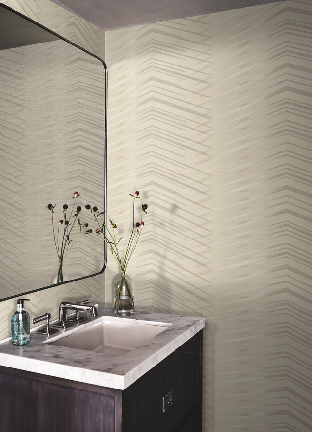 Glistening Chevron Blonde Wallpaper with Metallic Geometric Chevron - York DT5054