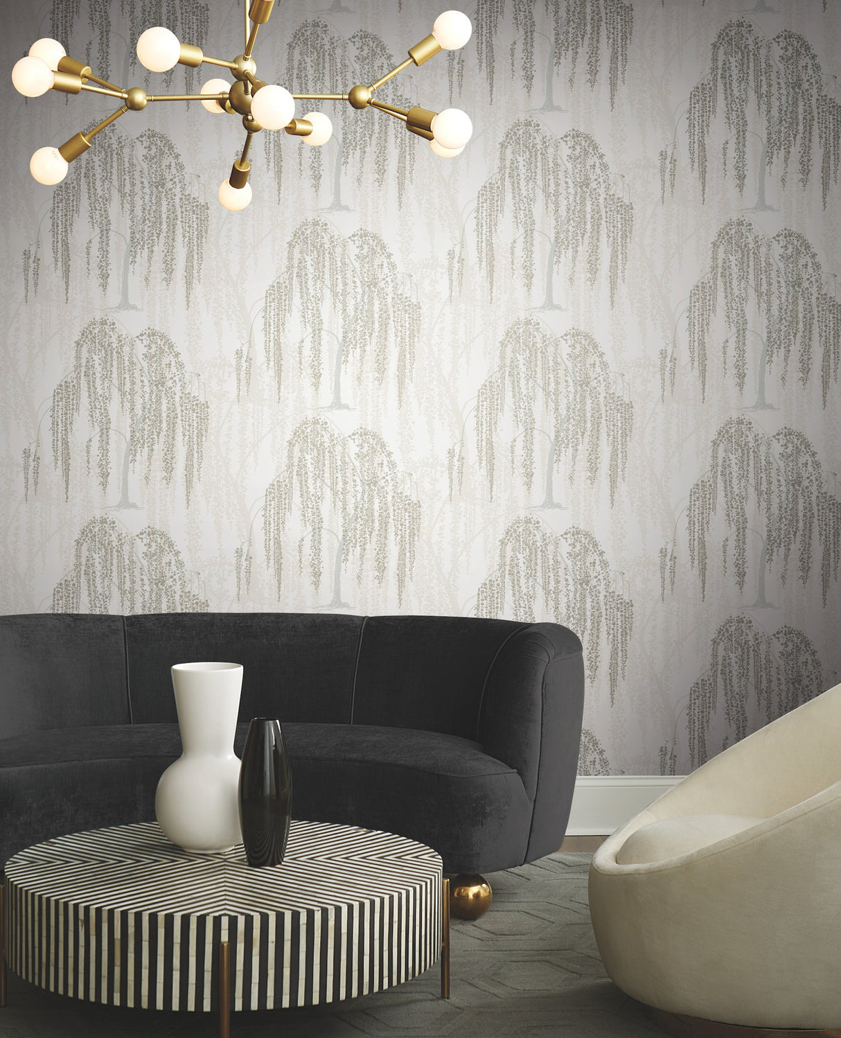 Willow Glow Neutral Wallpaper with Botanical Willow Tree Motif - York DT5061