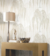 Willow Glow Neutral Wallpaper with Botanical Willow Tree Motif - York DT5061
