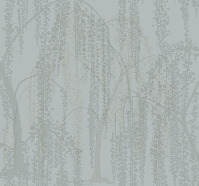 Willow Glow Smokey Blue Wallpaper with Bohemian Willow Tree Pattern - York DT5063