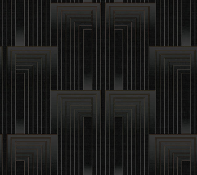 Vanishing Black & Copper Geometric Art Deco Wallpaper - York DT5072
