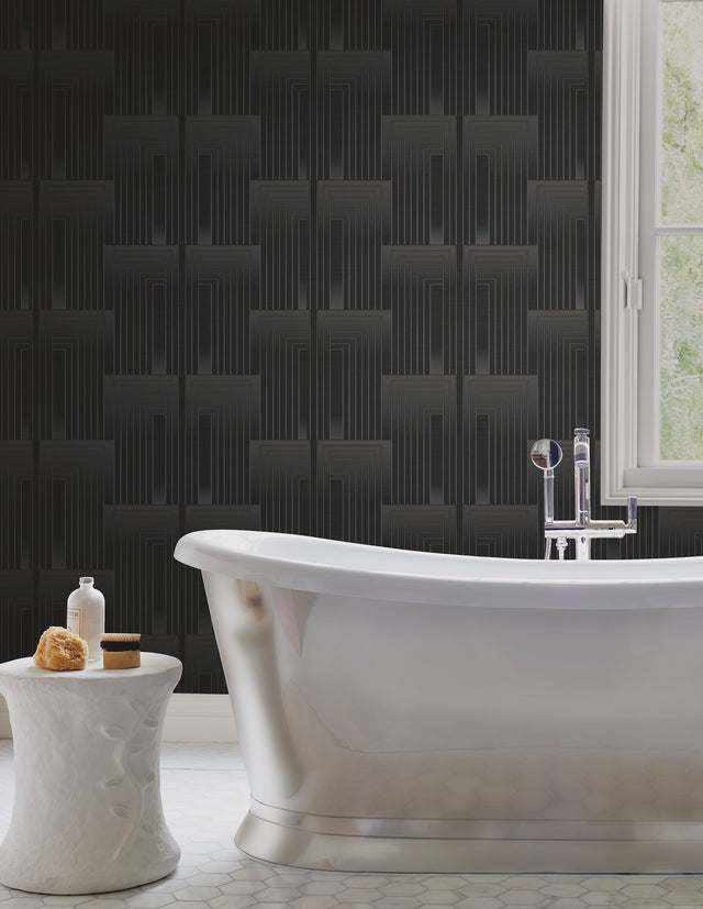 Vanishing Black & Copper Geometric Art Deco Wallpaper - York DT5072