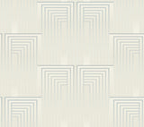 Vanishing Dusty Blue & Silver Geometric Wallpaper with Art Deco Linear Rectangles - York DT5074