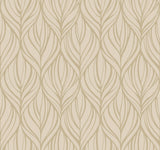 Palma Taupe & Silver Wallpaper with Botanical Woodblock Leaf Ogee - York DT5082