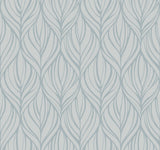 Palma Blue & Silver Wallpaper with Botanical Woodblock Leaf Motif - York DT5083