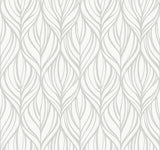 Palma White & Silver Wallpaper with Botanical Woodblock Leaf Motif - York DT5084