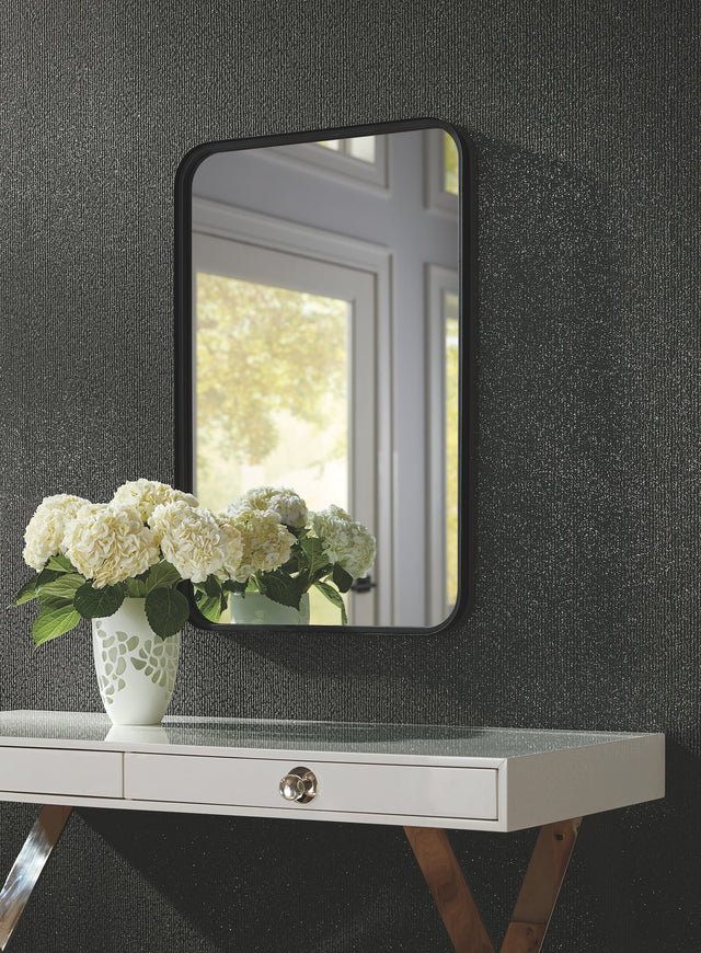 Dazzle Black Geometric Textured Wallpaper with Glass-Bead Shimmer - York DT5091