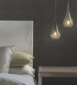 Dazzle Black Geometric Textured Wallpaper with Glass-Bead Shimmer - York DT5091