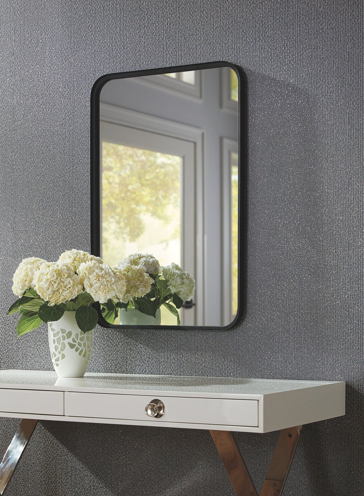 Dazzle Charcoal Textured Wallpaper with Sand and Glass Glitter Vertical Art Deco Shimmer - York DT5092