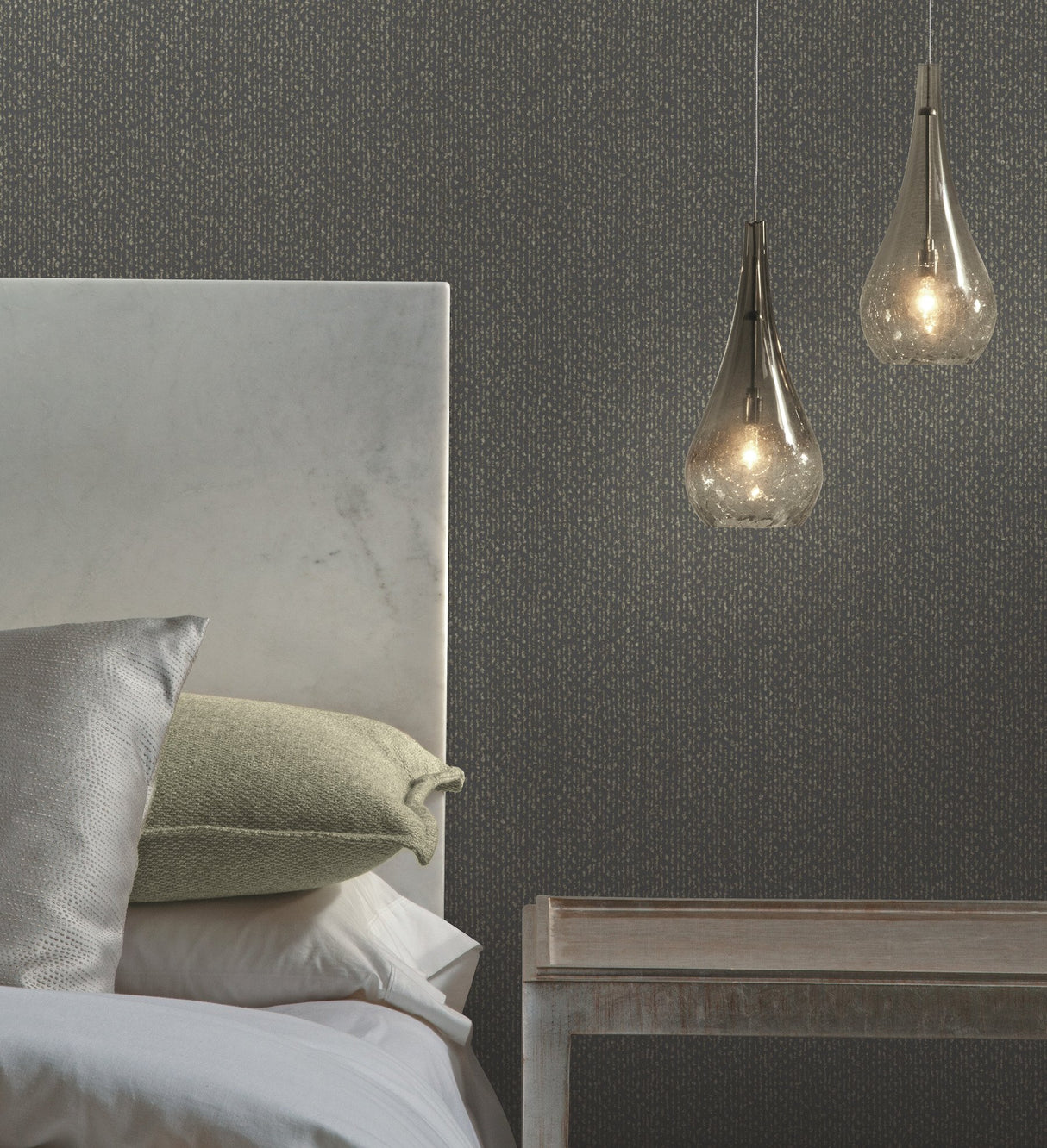 Dazzle Charcoal Textured Wallpaper with Sand and Glass Glitter Vertical Art Deco Shimmer - York DT5092