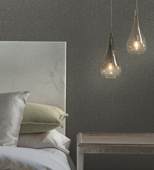 Dazzle Charcoal Textured Wallpaper with Sand and Glass Glitter Vertical Art Deco Shimmer - York DT5092