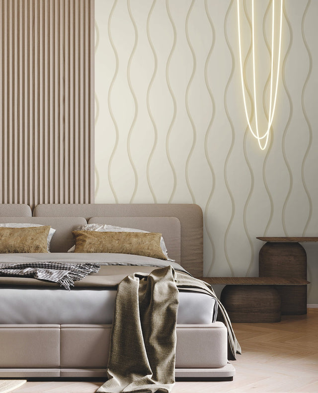 Unfurl Neutral Textures Wallpaper with Modern Wavy Stripe - York DT5111