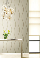 Unfurl Neutral Textures Wallpaper with Modern Wavy Stripe - York DT5111