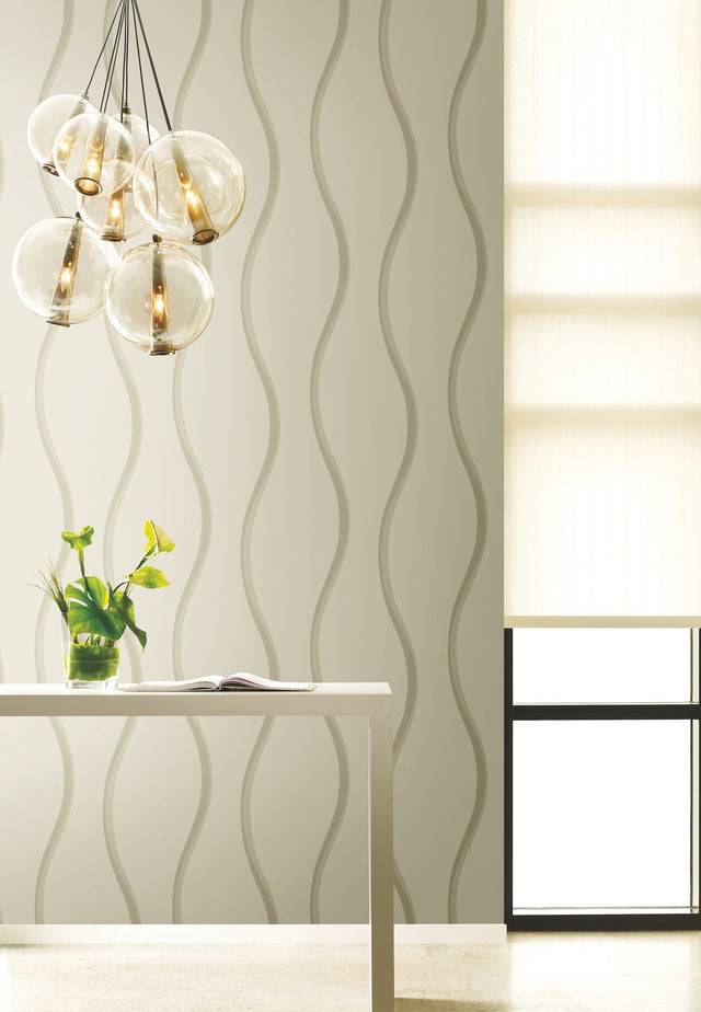Unfurl Neutral Textures Wallpaper with Modern Wavy Stripe - York DT5111