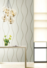 Unfurl Off White Wallpaper with Wavy Textured Motif - York DT5112