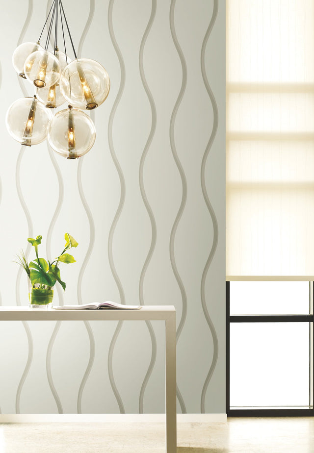 Unfurl Off White Wallpaper with Wavy Textured Motif - York DT5112