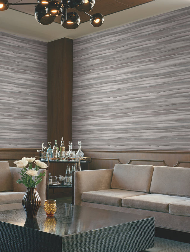 Sanctuary Dark Grey Wallpaper with Horizontal Watercolor Stripe Motif - York DT5121