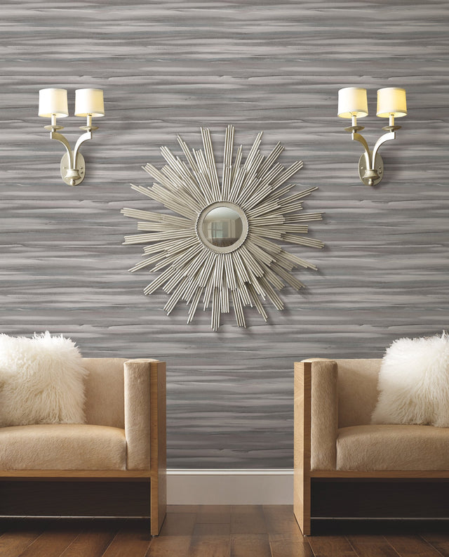 Sanctuary Dark Grey Wallpaper with Horizontal Watercolor Stripe Motif - York DT5121