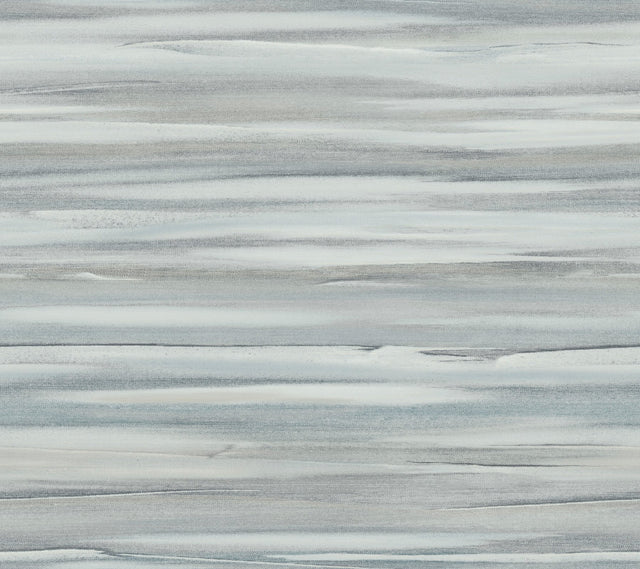 Sanctuary Smokey Blue Wallpaper with Horizontal Watercolor Stripe Motif - York DT5122