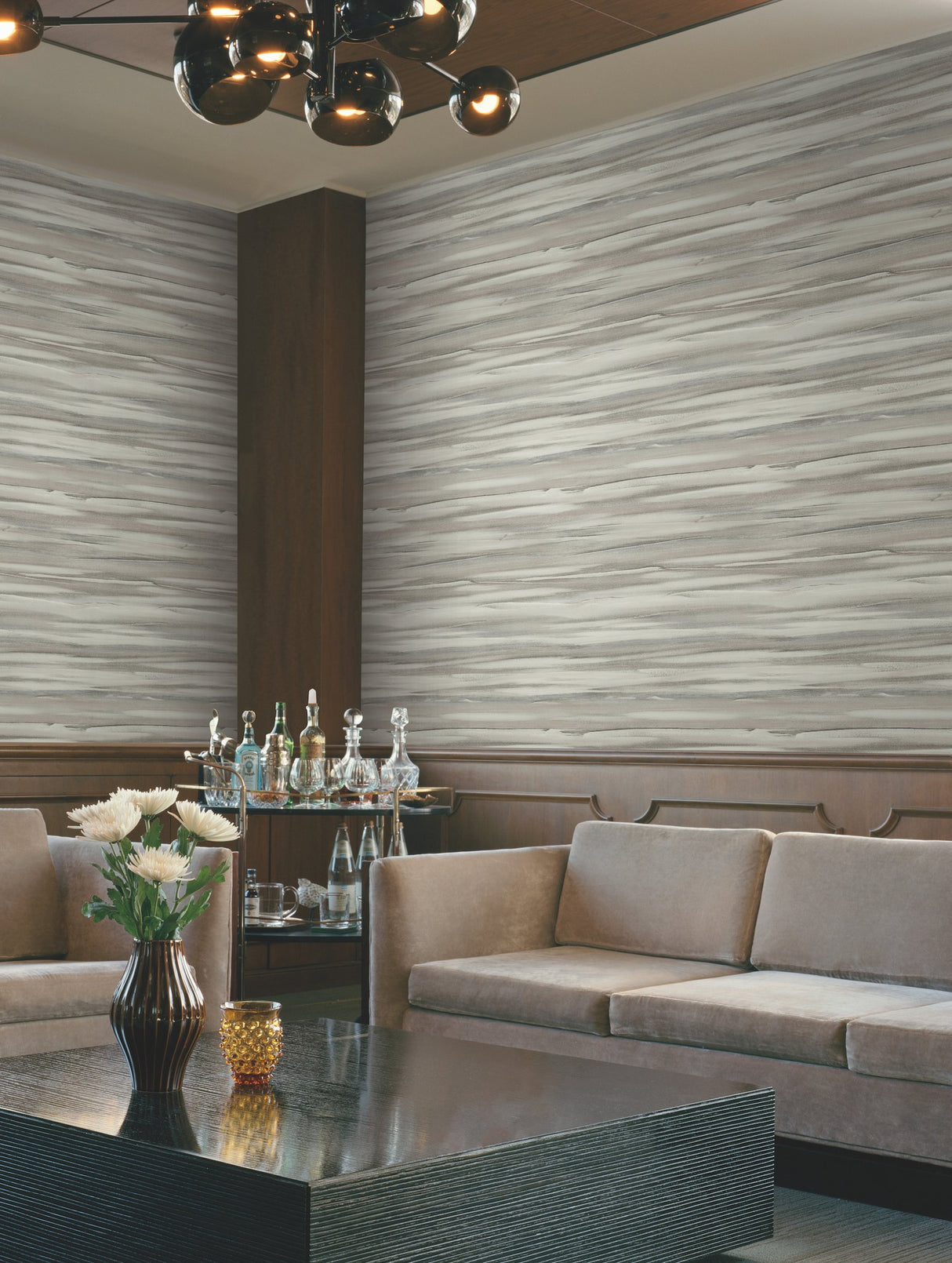 Sanctuary Grey Wallpaper with Striped Watercolor Effect - York DT5123