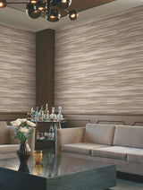 Sanctuary Tan Wallpaper with Horizontal Watercolor Stripe Motif - York DT5125