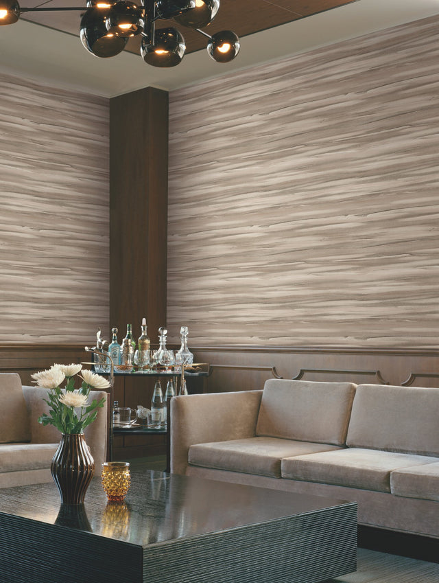 Sanctuary Tan Wallpaper with Horizontal Watercolor Stripe Motif - York DT5125