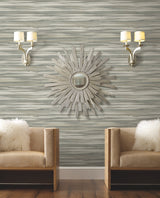 Sanctuary Green Wallpaper with Horizontal Watercolor Stripe Motif - York DT5126