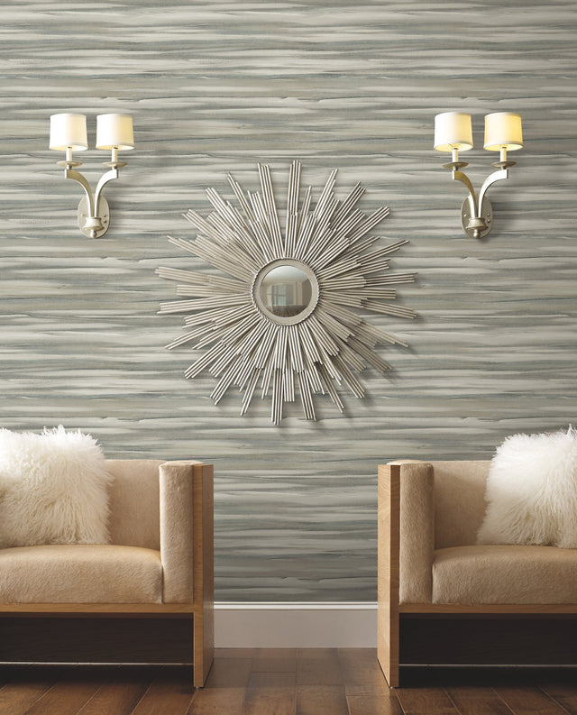 Sanctuary Green Wallpaper with Horizontal Watercolor Stripe Motif - York DT5126