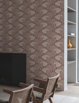 Dancing Leaves Tan Wallpaper with Botanical Leaf Motif - York DT5131