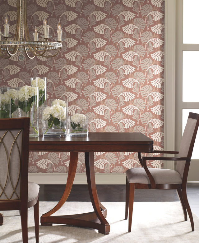 Dancing Leaves Tan Wallpaper with Botanical Leaf Motif - York DT5131