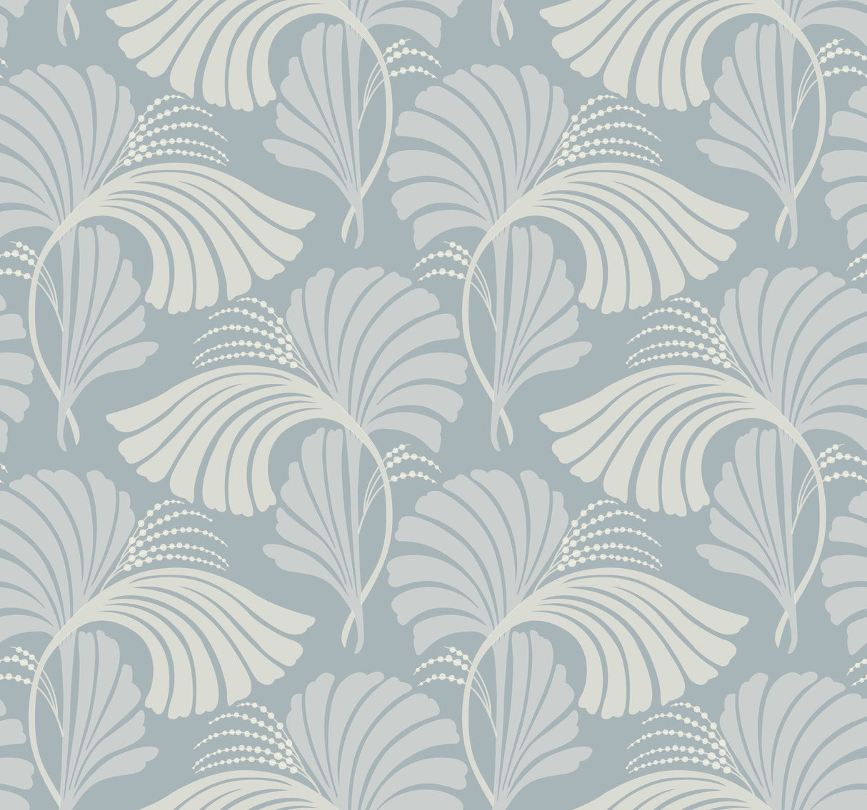 Dancing Leaves Light Blue Wallpaper with Botanical Leaf Motif - York DT5132