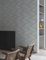 Dancing Leaves Light Blue Wallpaper with Botanical Leaf Motif - York DT5132