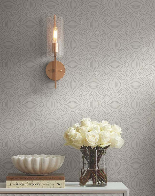 Hourglass White Geometric Non Woven Wallpaper - York DT5142