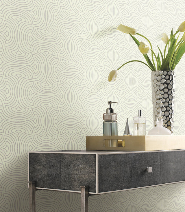 Hourglass White Geometric Non Woven Wallpaper - York DT5142