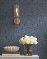 Hourglass Navy Geometric Non Woven Wallpaper - York DT5143
