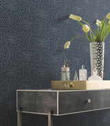 Hourglass Navy Geometric Non Woven Wallpaper - York DT5143