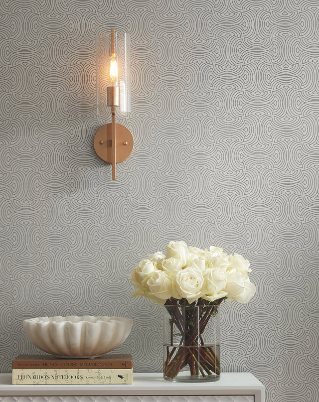 Hourglass Silver Geometric Non Woven Wallpaper - York DT5144
