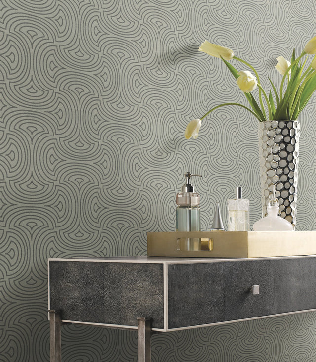 Hourglass Silver Geometric Non Woven Wallpaper - York DT5144