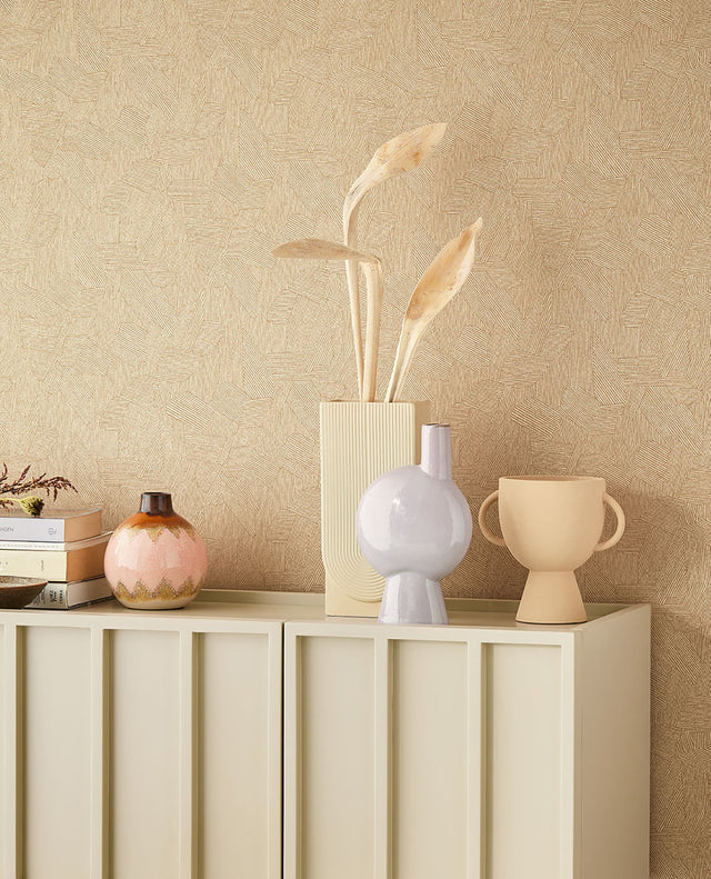 Clio Brown Lined Geometric Wallpaper with Modern Abstract Pattern - Eijffinger EJ318002