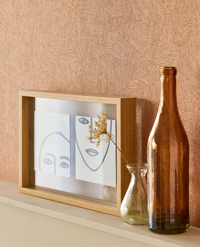 Clio Copper Lined Geometric Wallpaper with Abstract Modern Pattern - Eijffinger EJ318003